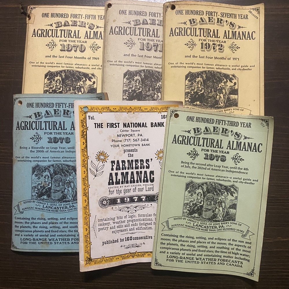Antique Agricultural Almanacs Lot Of‎ 6 From 1970s John Baer's Sons Lancaster